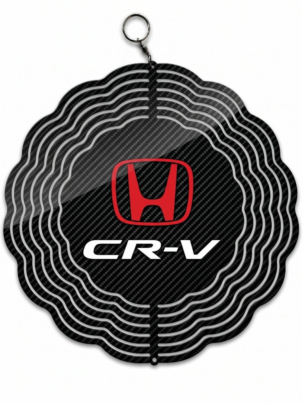 10" Honda CR-V Red Logo Kinetic Wind Spinner - Carbon Fiber Metal Yard Decor